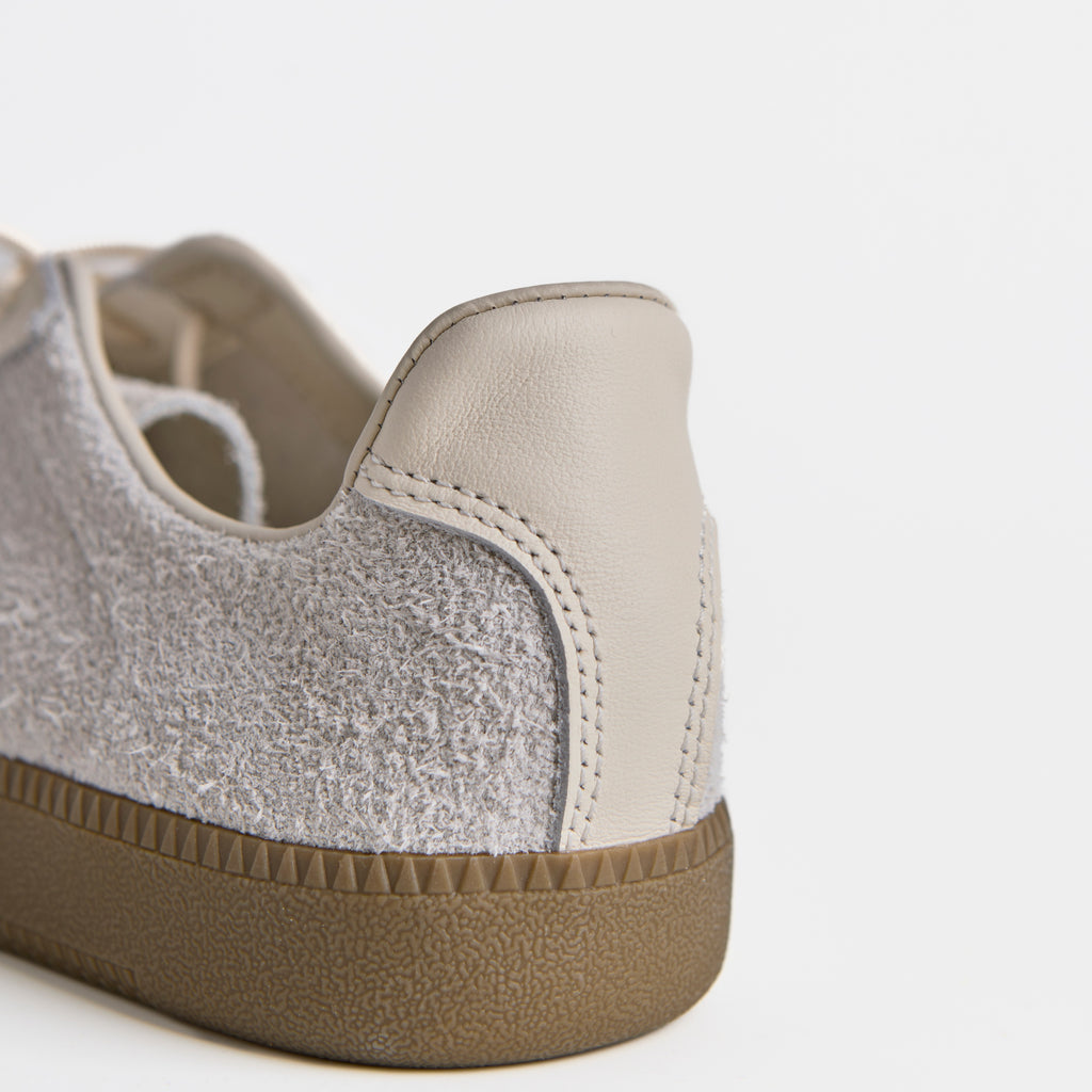 The Dual Stride White Flexible Sheepskin Suede Sneakers