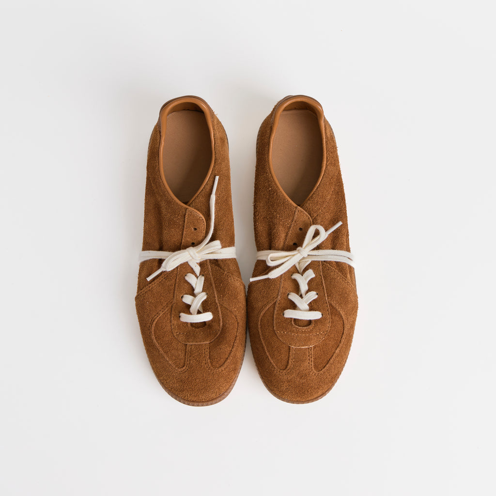 The Dual Stride Brown Flexible Sheepskin Suede Trainers