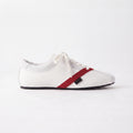 The Dual Stride White Velvet Spliced Retro Sneakers