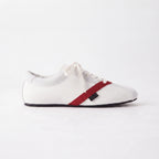 The Dual Stride White Velvet Spliced Retro Sneakers