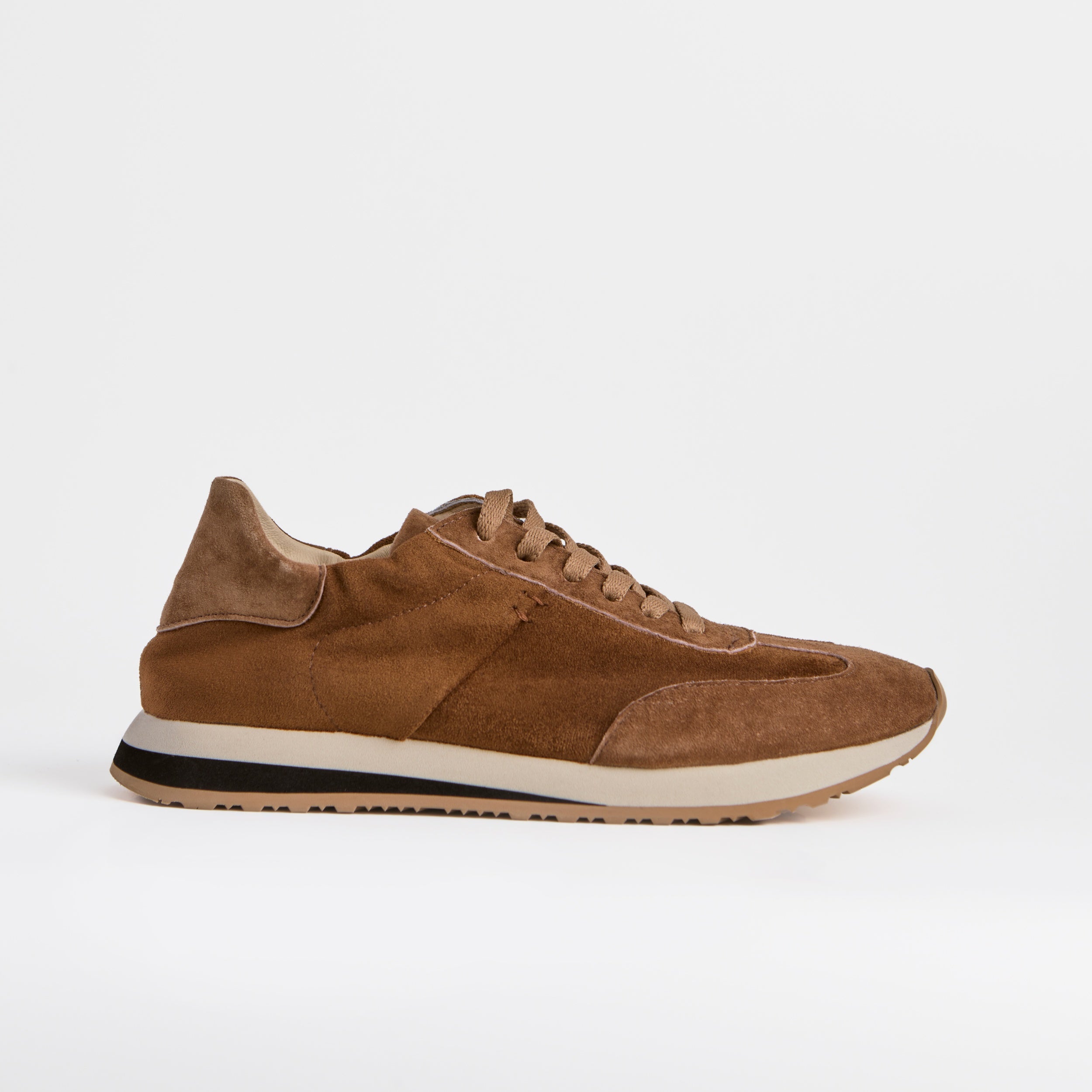 The Dual  Stride Brown Minimalist Suede Sneakers
