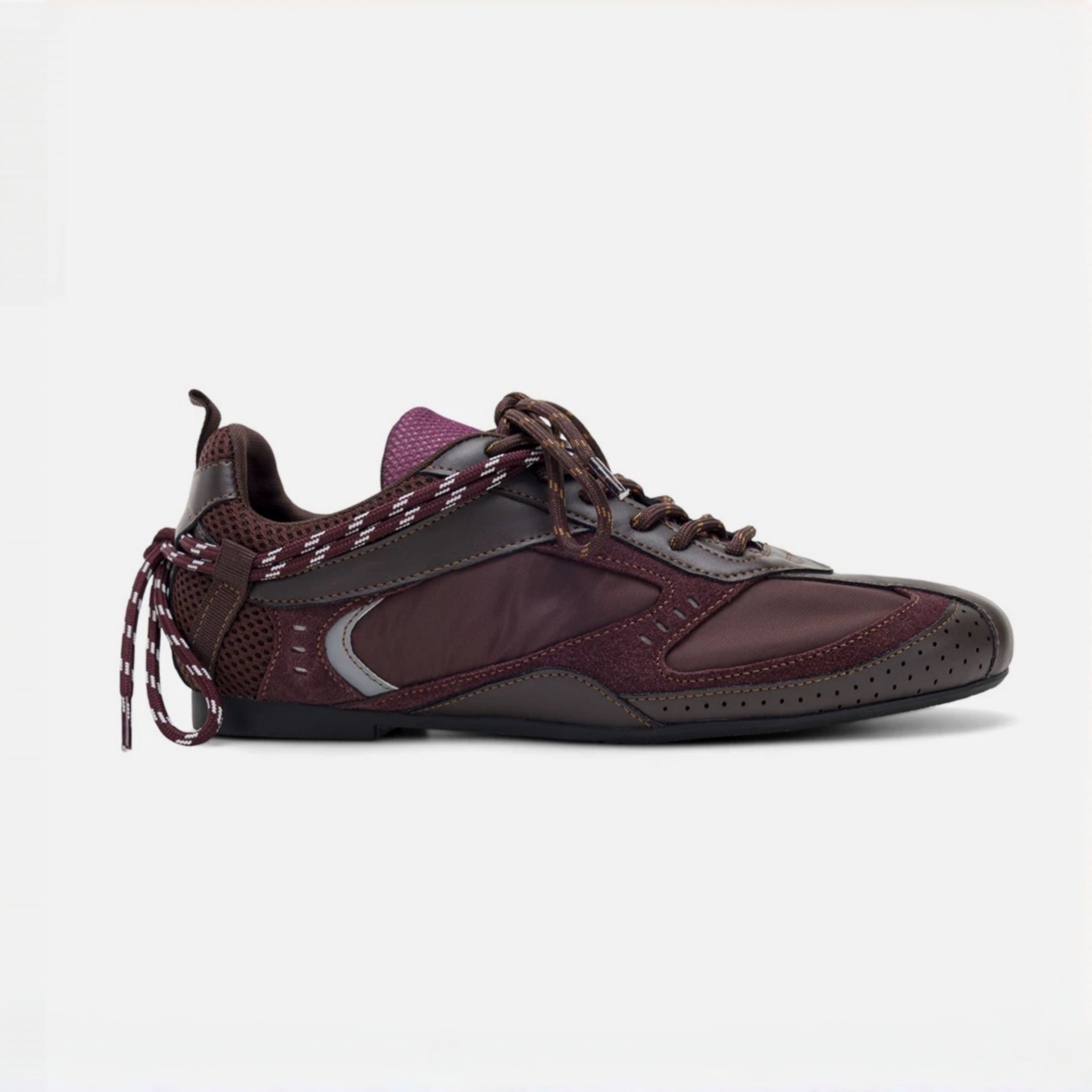 The Dual Stride Burgundy Vintage Trek Retro Trainer Sneakers