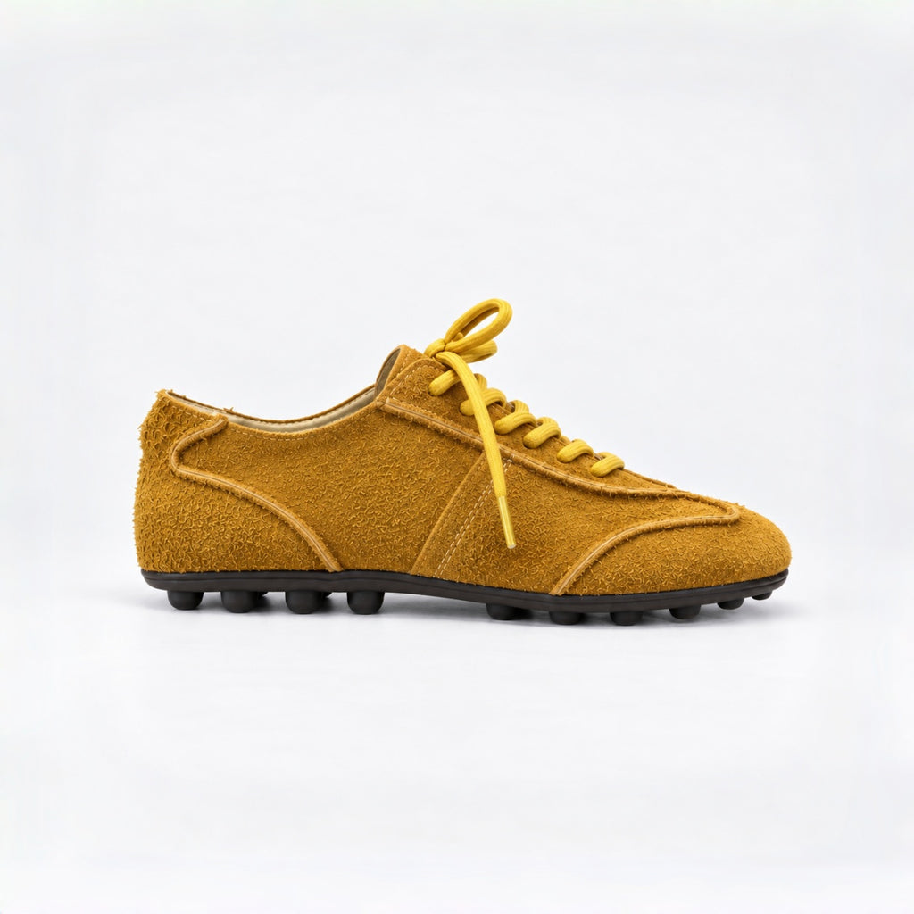 The Dual Stride Yellow Suede Retro Sneakers
