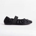 The Dual Stride Black Lace-up Satin Mary-Jane Ballet Flats