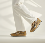 The Dual Stride Men‘s Retro Beige Suede Sneakers