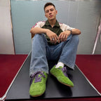 The Dual Stride Men's Green Suede Casual Sneakers