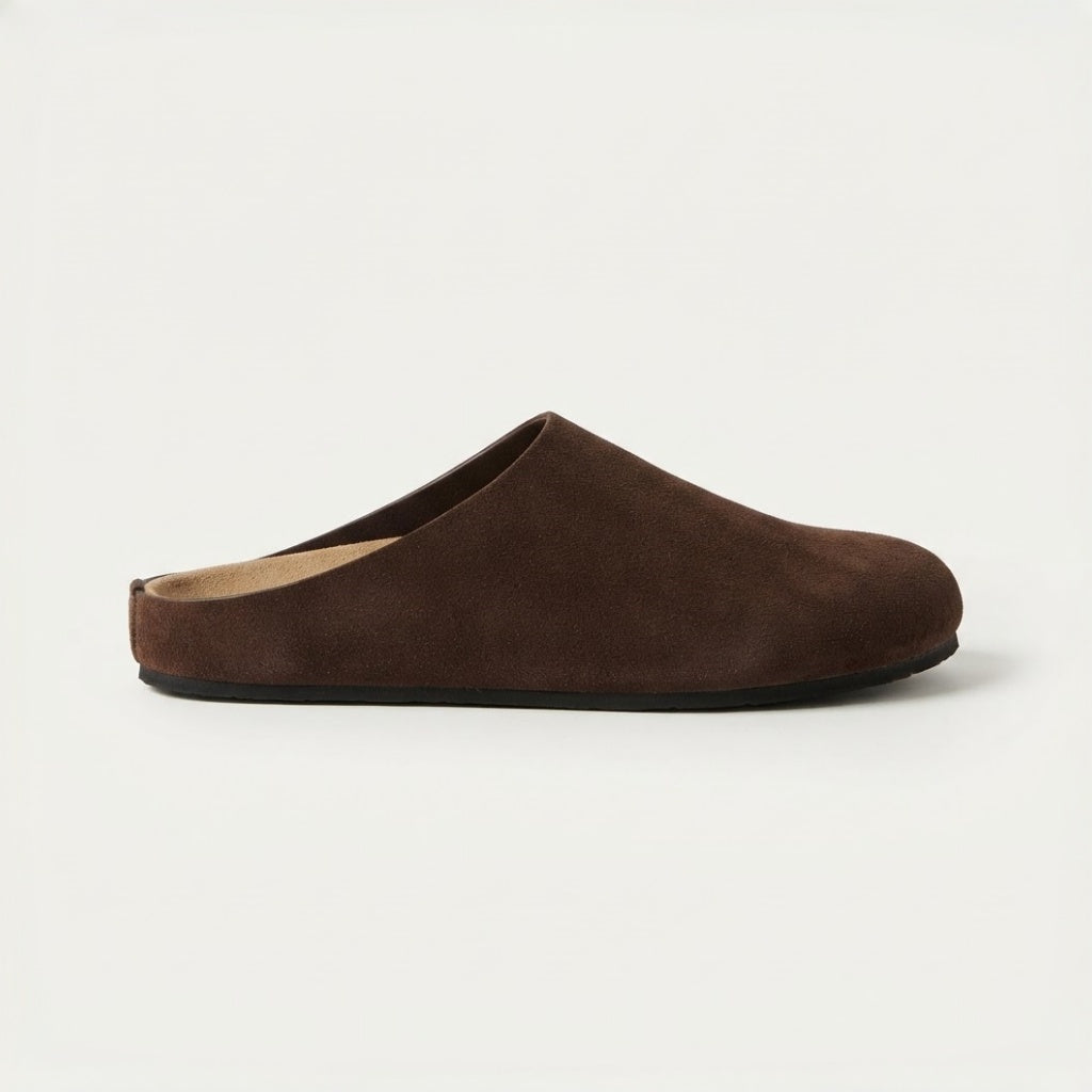 The Dual Stride Dark Brown Suede Slip-On Mules