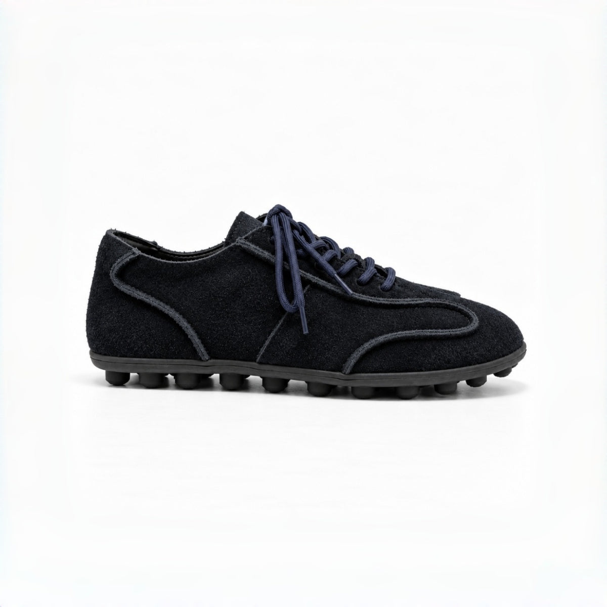 The Dual Stride Navy Blue Suede Retro Sneakers