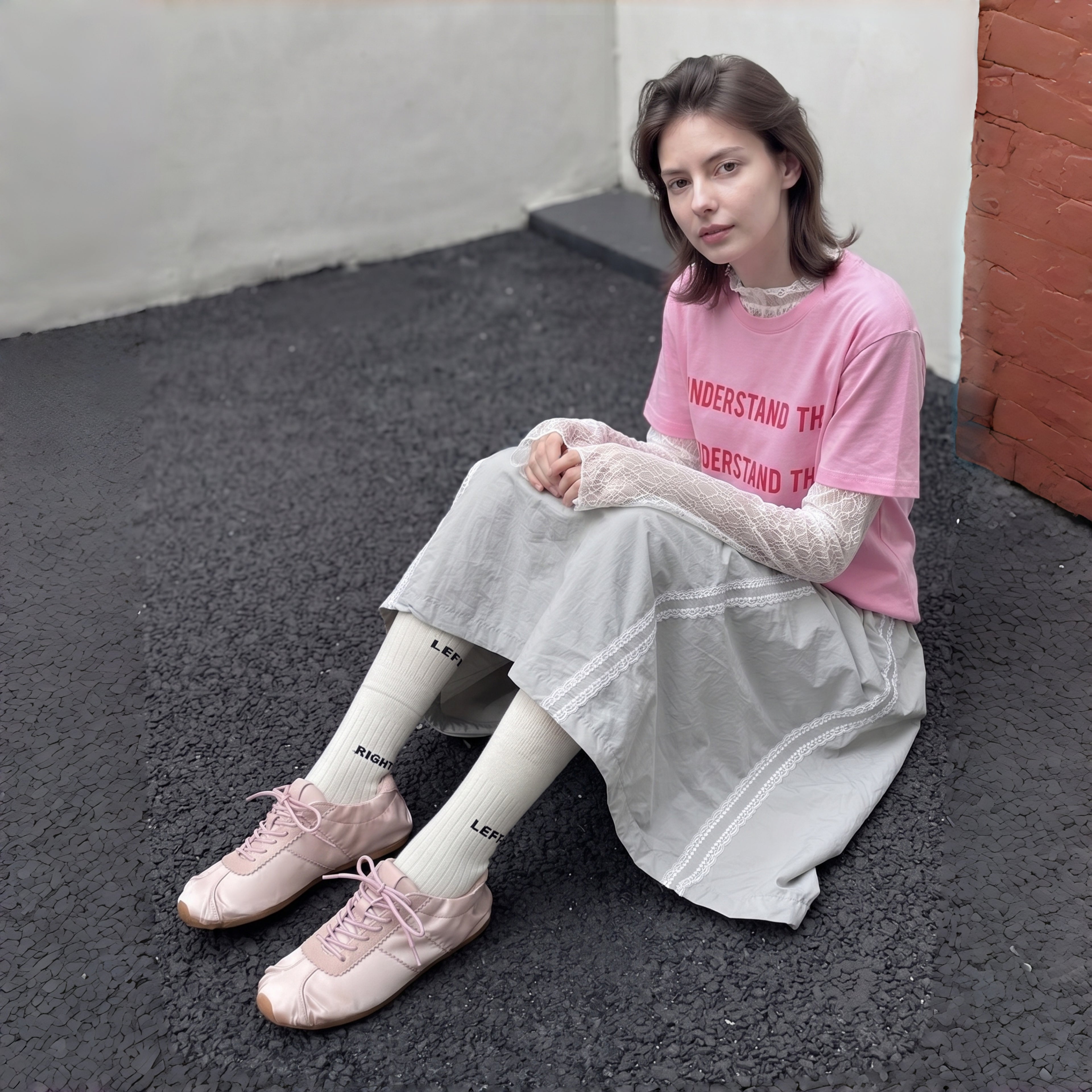 The Dual Stride Satin Ballet Trainer Sneakers