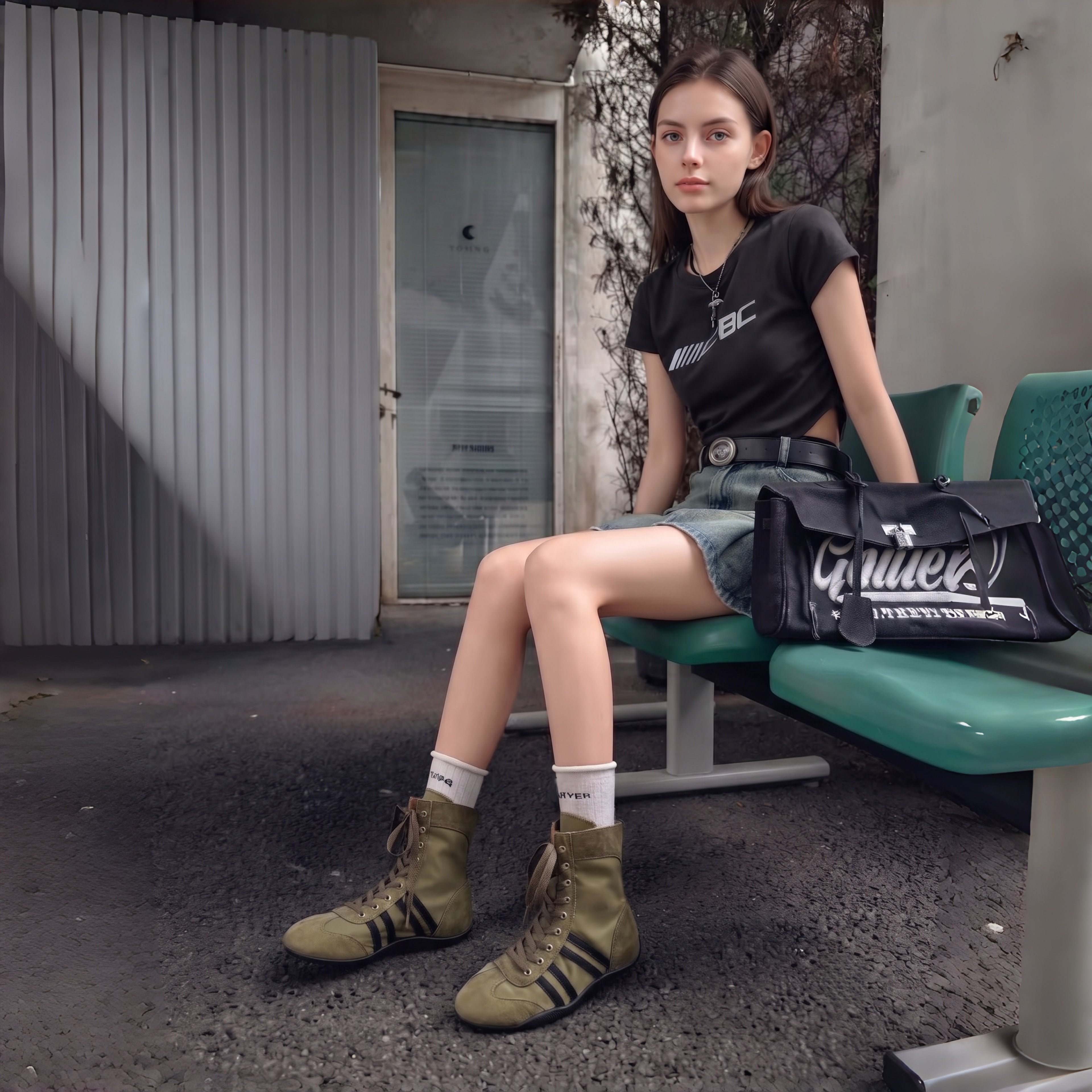 The Dual Stride Olive Stripe Retro High Top Ankle Boots