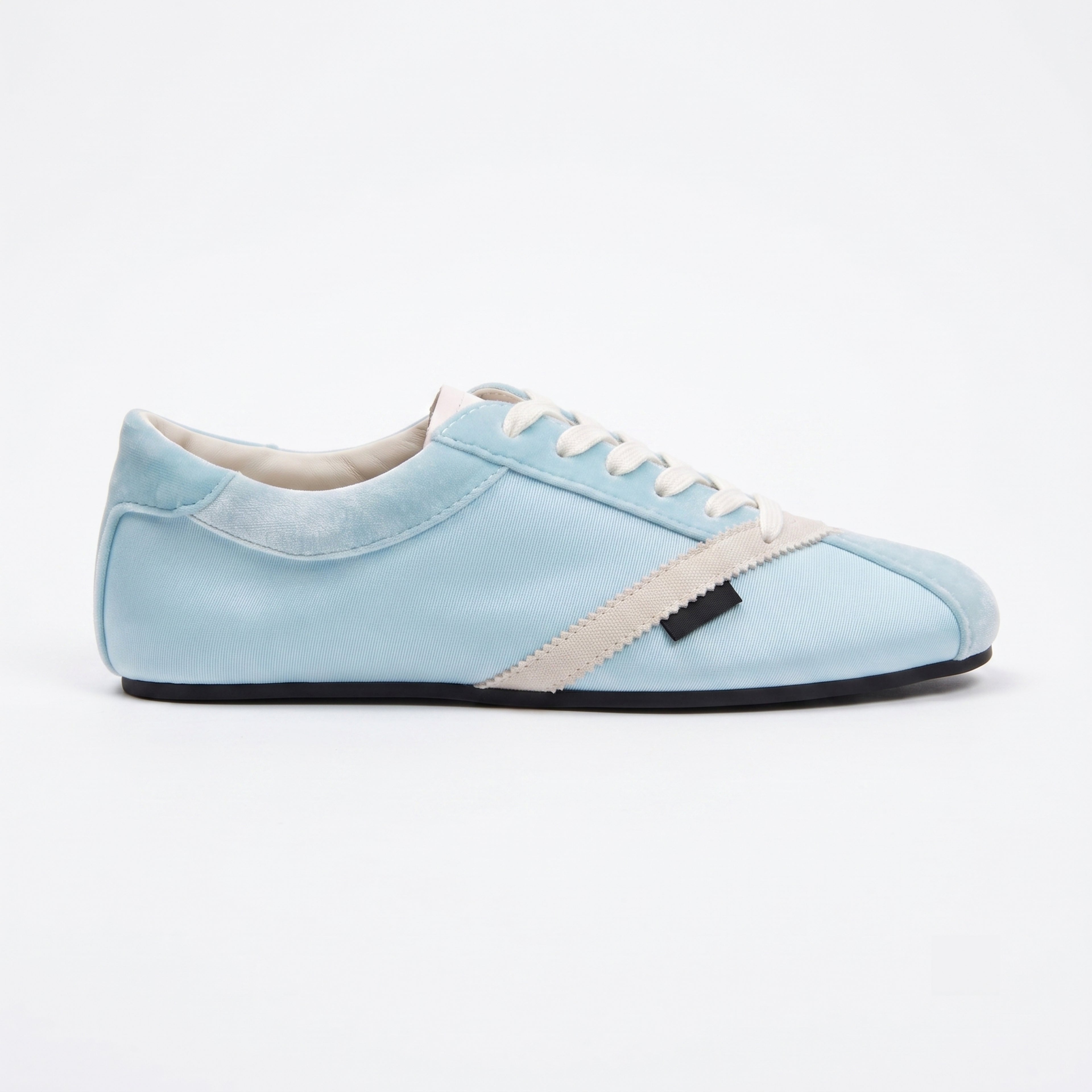 The Dual Stride Baby Blue Velvet Spliced Retro Sneakers