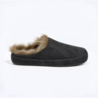 The Dual Stride Women's Grey Suede Fur Lined Mule Slippers