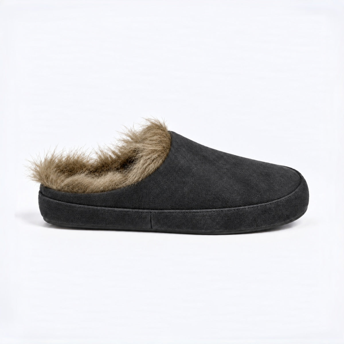 The Dual Stride Women's Grey Suede Fur Lined Mule Slippers