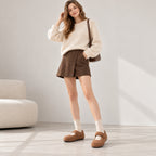 The Dual Stride  Brown  Cozy Fleece Mary Jane Flats
