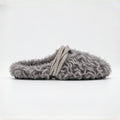 The Dual Stride Gray Curly Faux Fur Rhinestone Mule Slippers