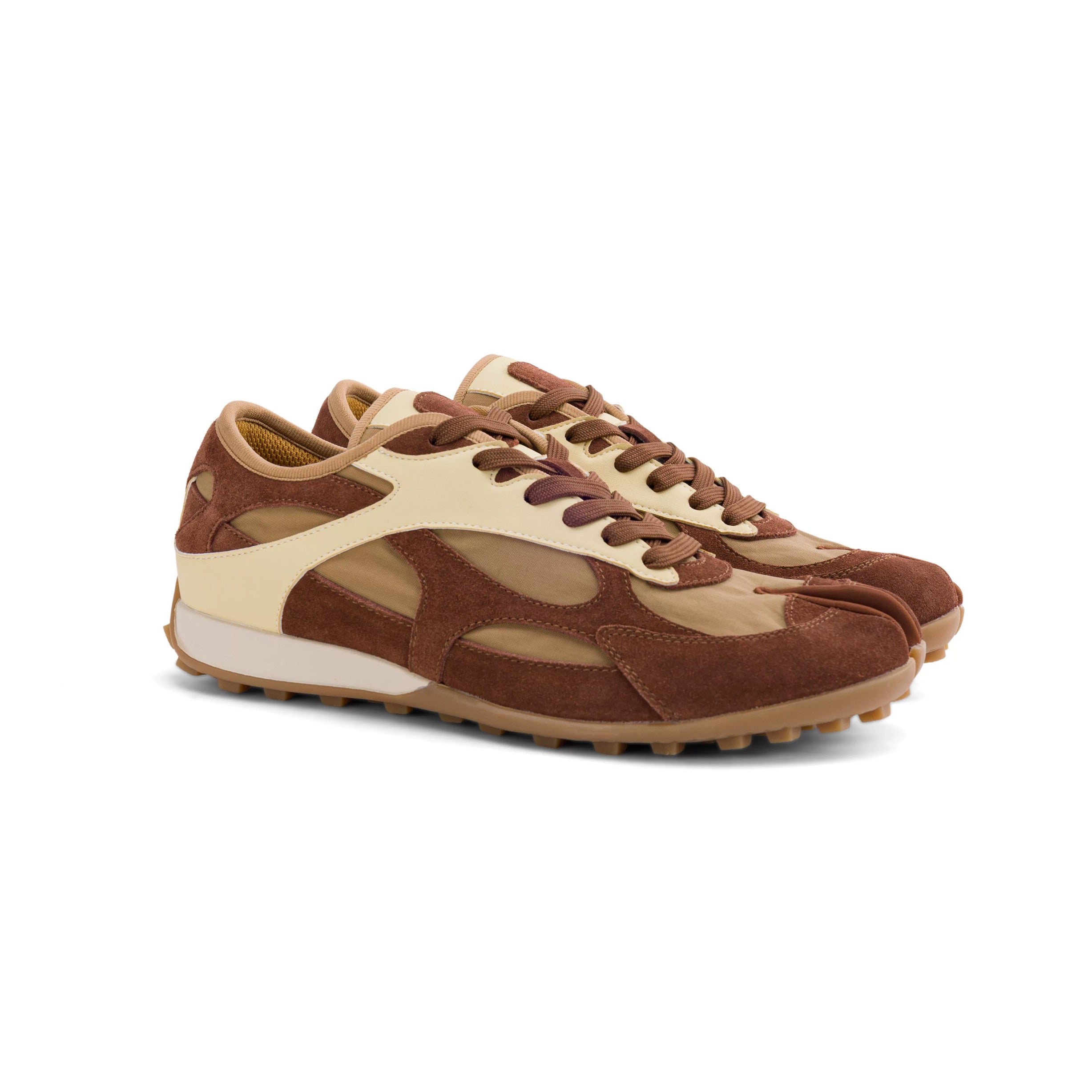 The Dual Stride Brown Split‑Toe Retro Sneakers