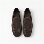 The Dual Stride Chocolate Brown Braided Suede Loafers