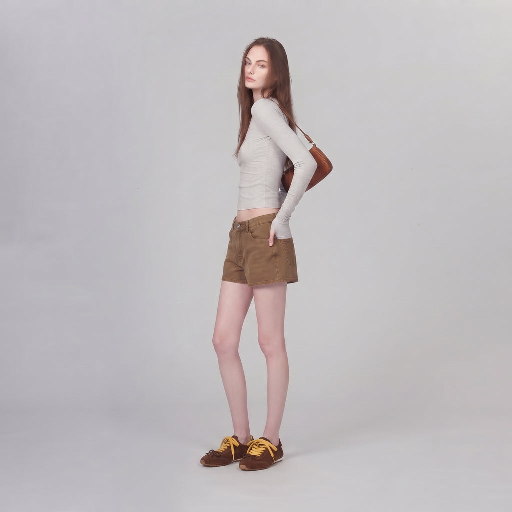 The Dual Stride Brown & Yellow Retro Casual Sneakers