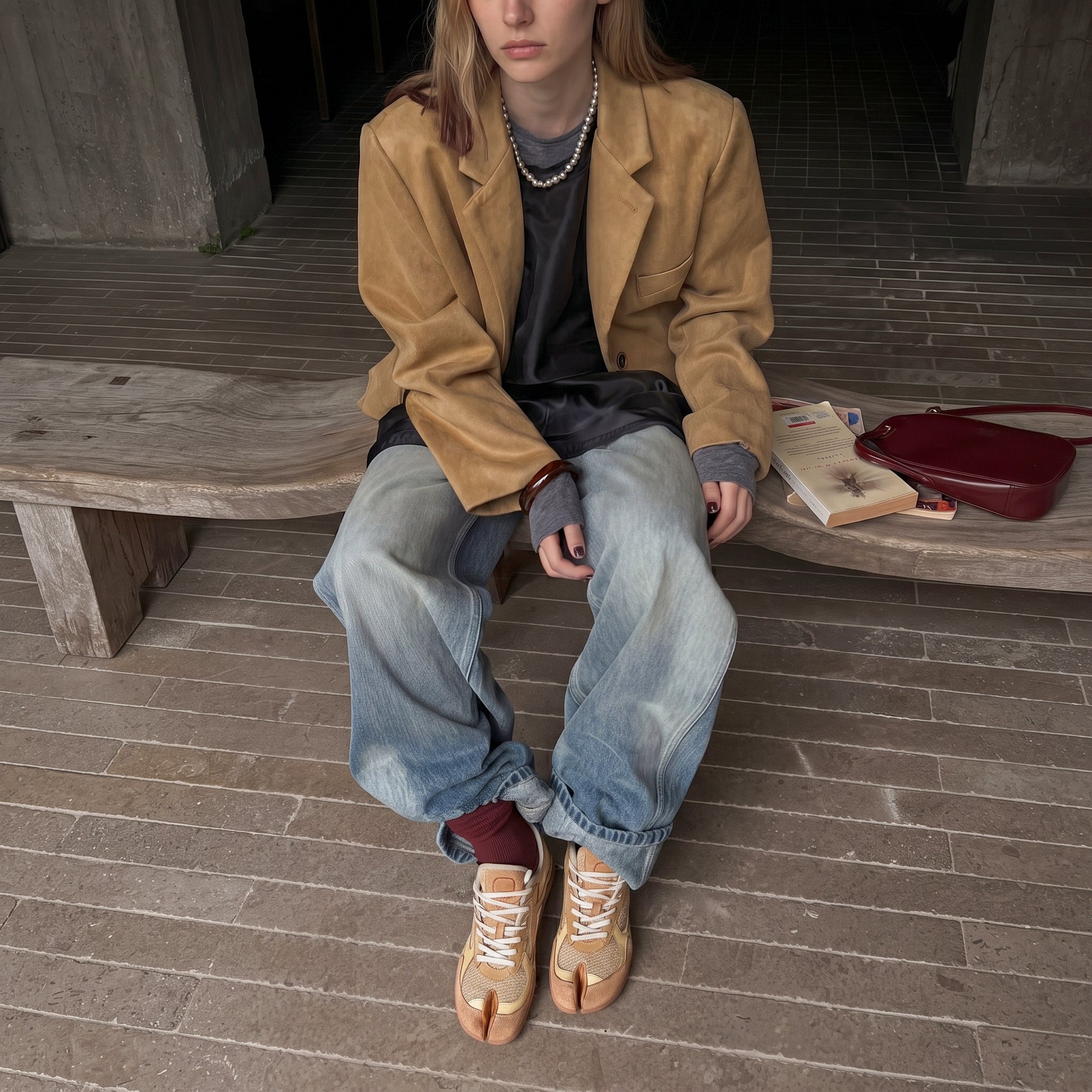 The Dual Stride Yellow Split‑Toe Retro Sneakers