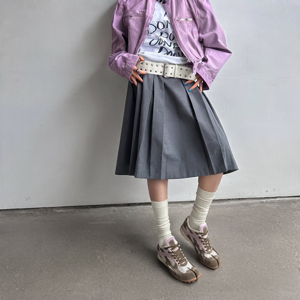 The Dual Stride Brown‑Lavender Split‑Toe Retro Sneakers