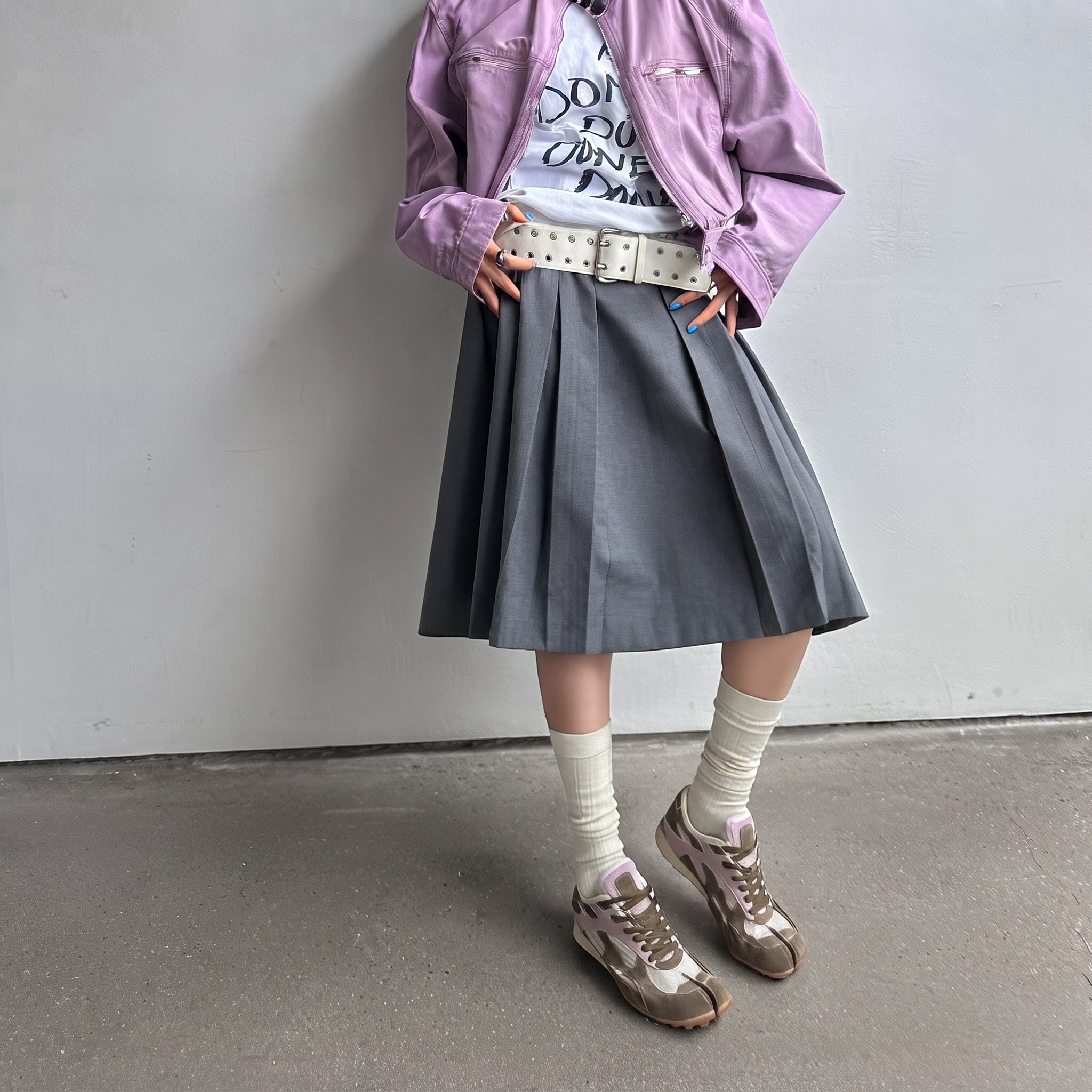 The Dual Stride Brown‑Lavender Split‑Toe Retro Sneakers