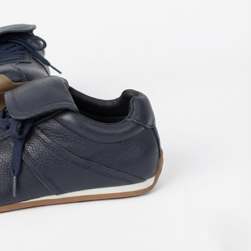 The Dual Stride Women's Navy blue Retro Genuine Leather Sneakers