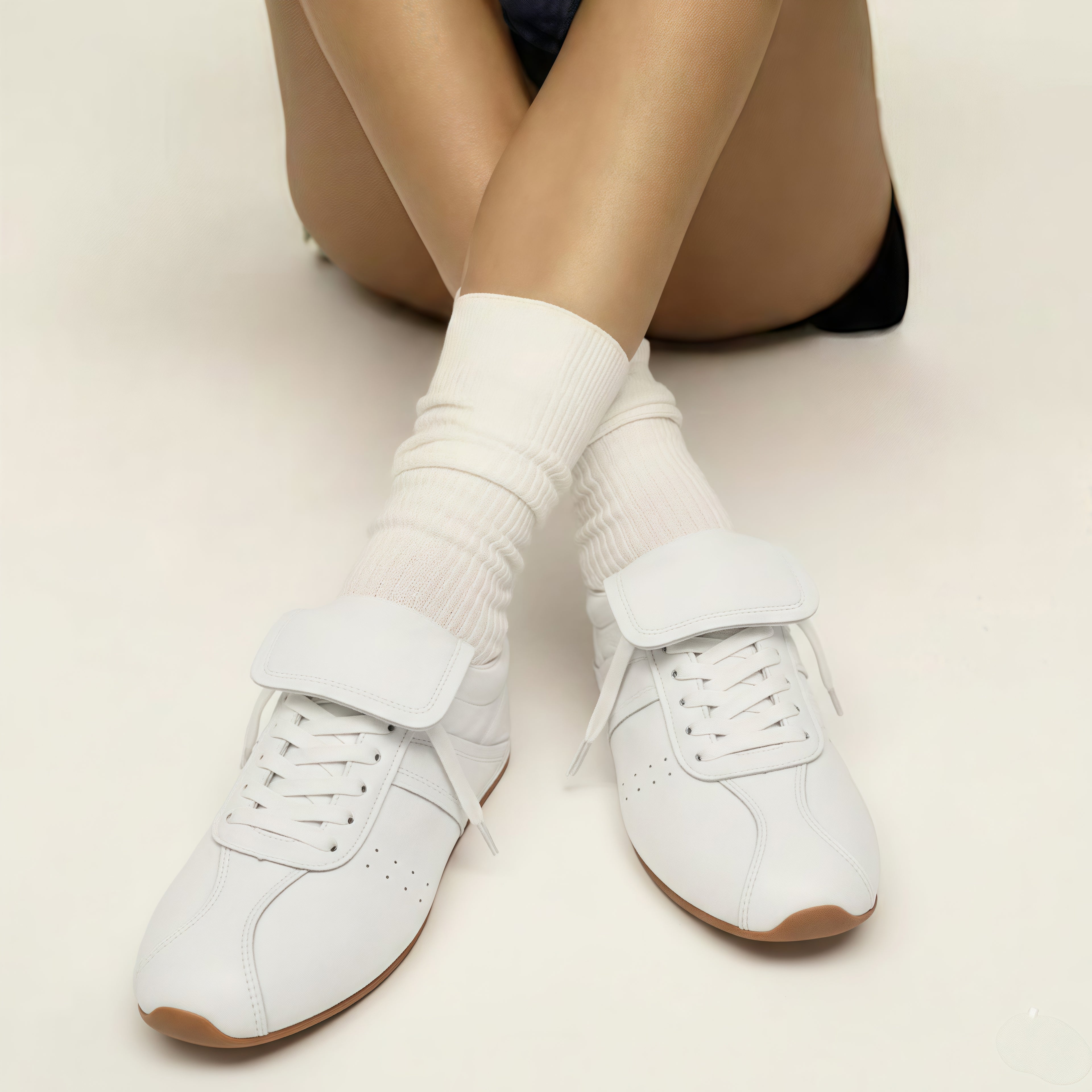 The Dual Stride Women's Retro Genuine White Leather Sneakers