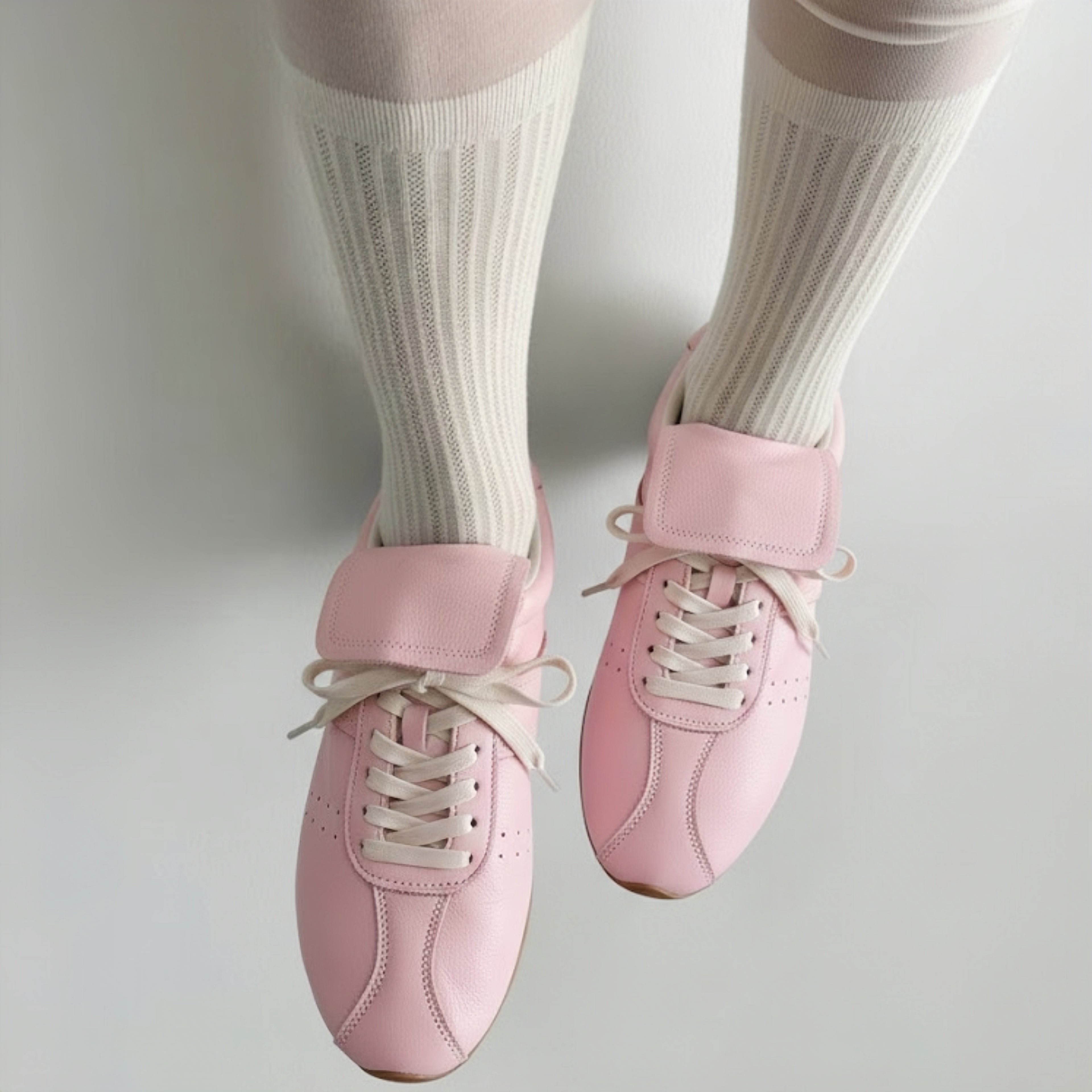 The Dual Stride Women's Genuine Pink Leather Sneakers