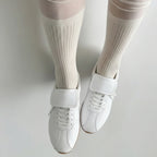 The Dual Stride Women's Retro Genuine White Leather Sneakers