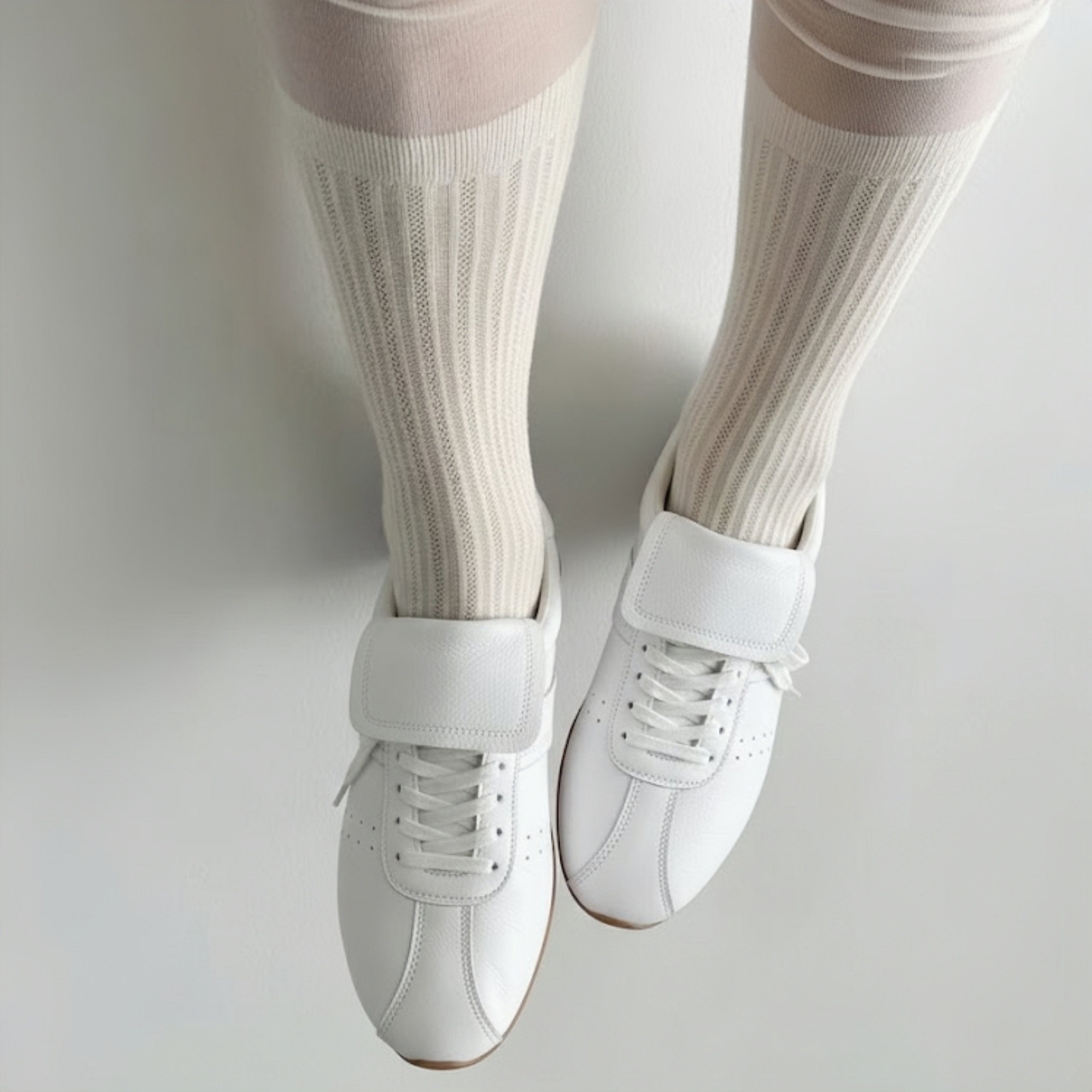 The Dual Stride Women's Retro Genuine White Leather Sneakers