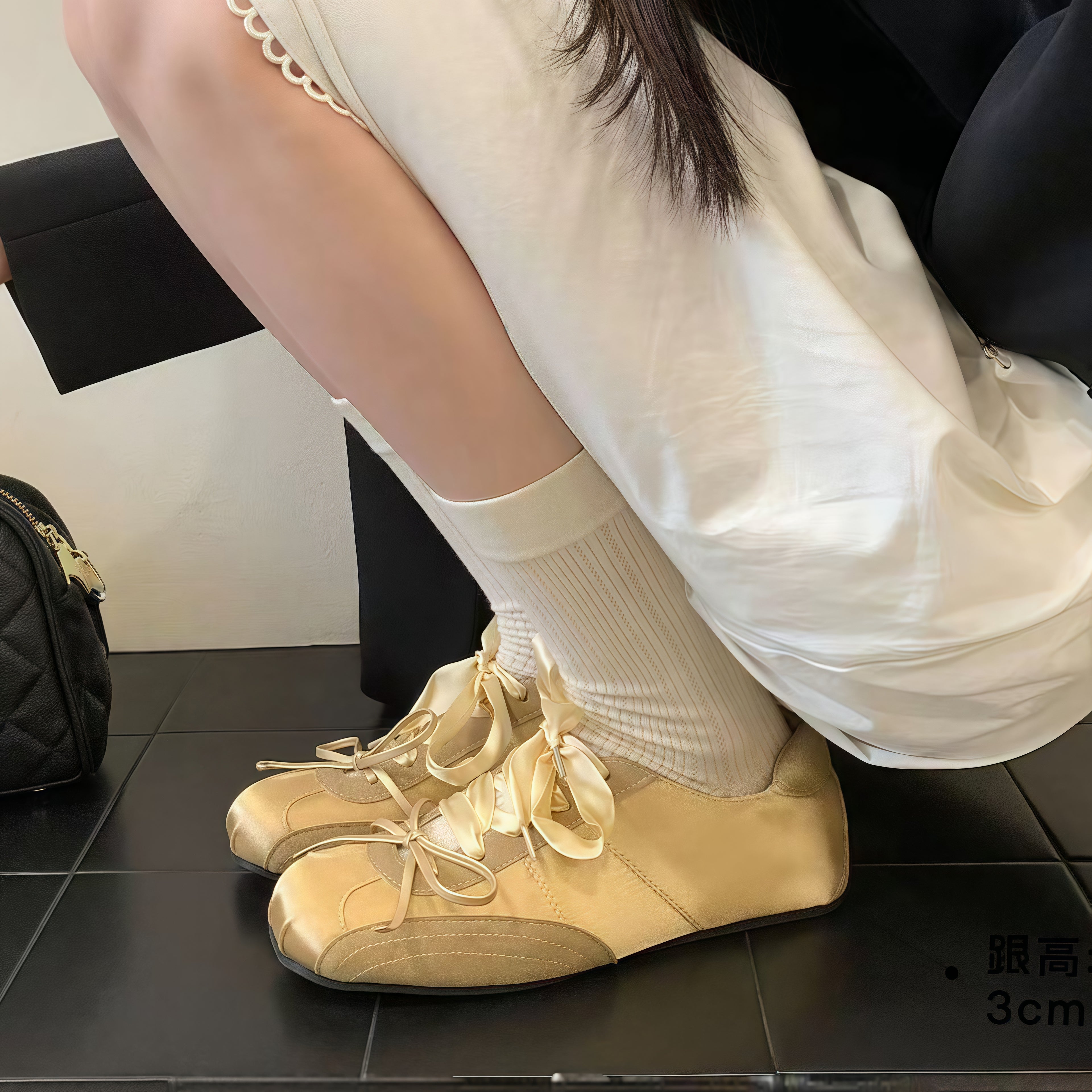 The Dual Stride Women's Gold Ballet Satin Shoes