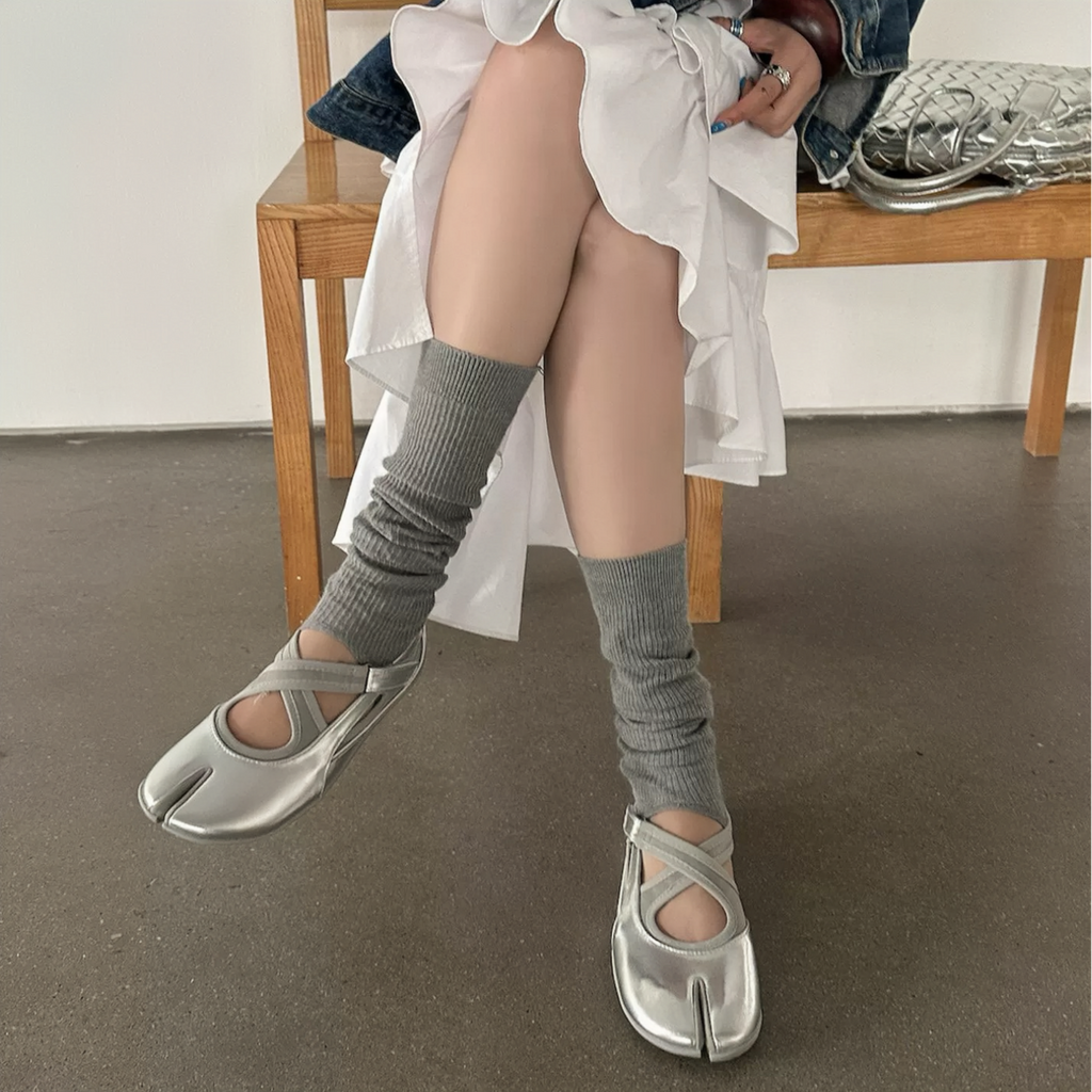 Bailarina plana Tabi Mary-Jane plateada Dual Stride