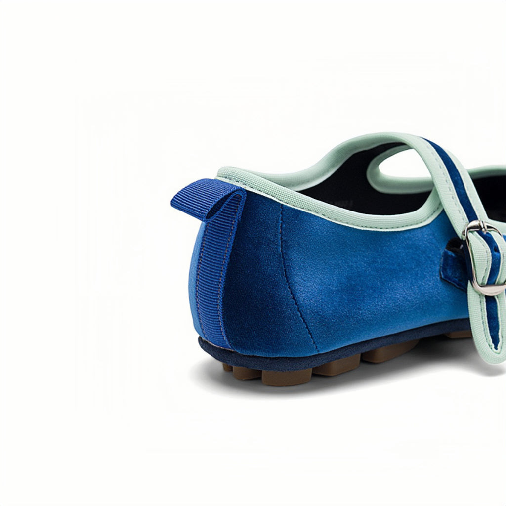 The Dual Stride Blue Square-Toe Mary Jane Ballet Flats