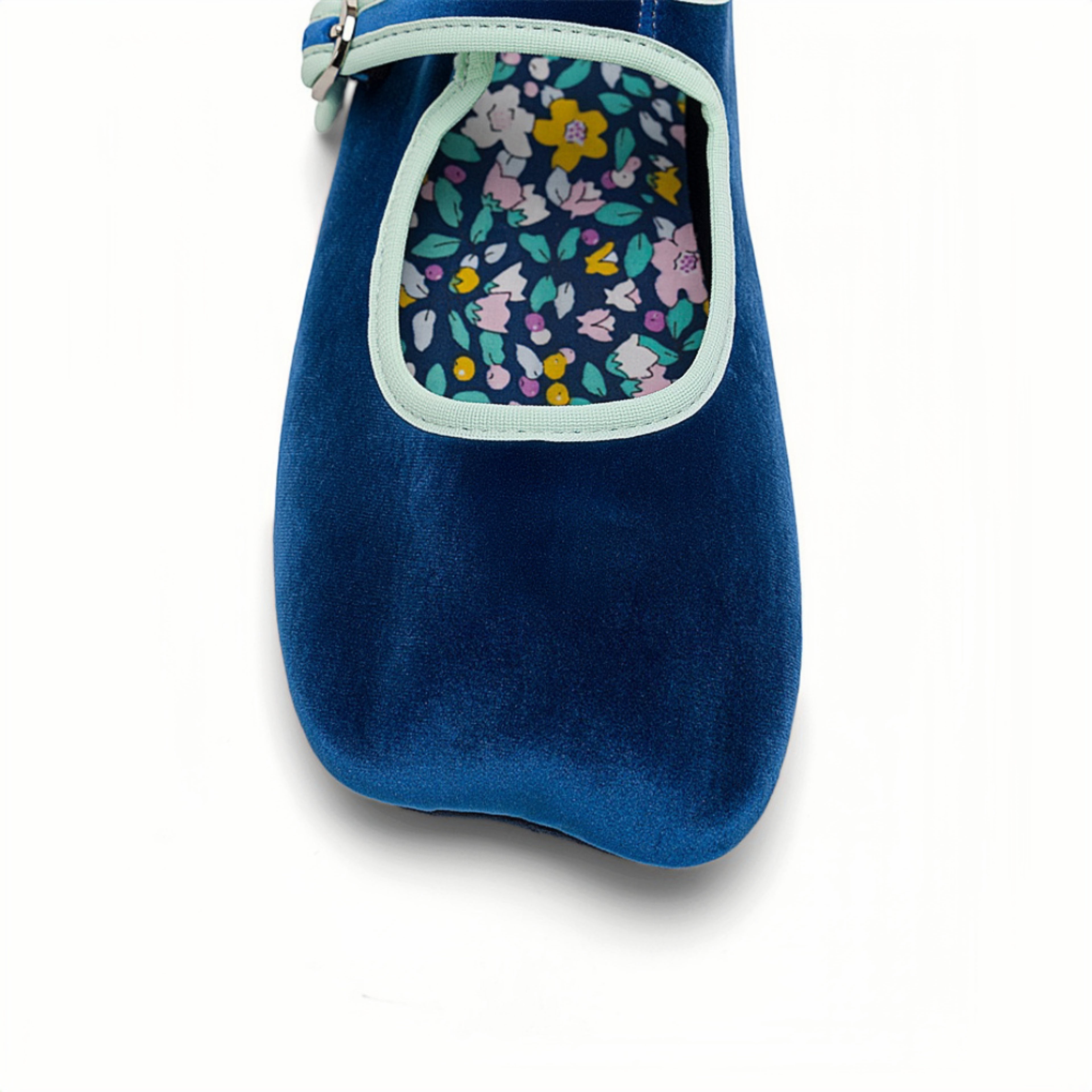 The Dual Stride Blue Square-Toe Mary Jane Ballet Flats