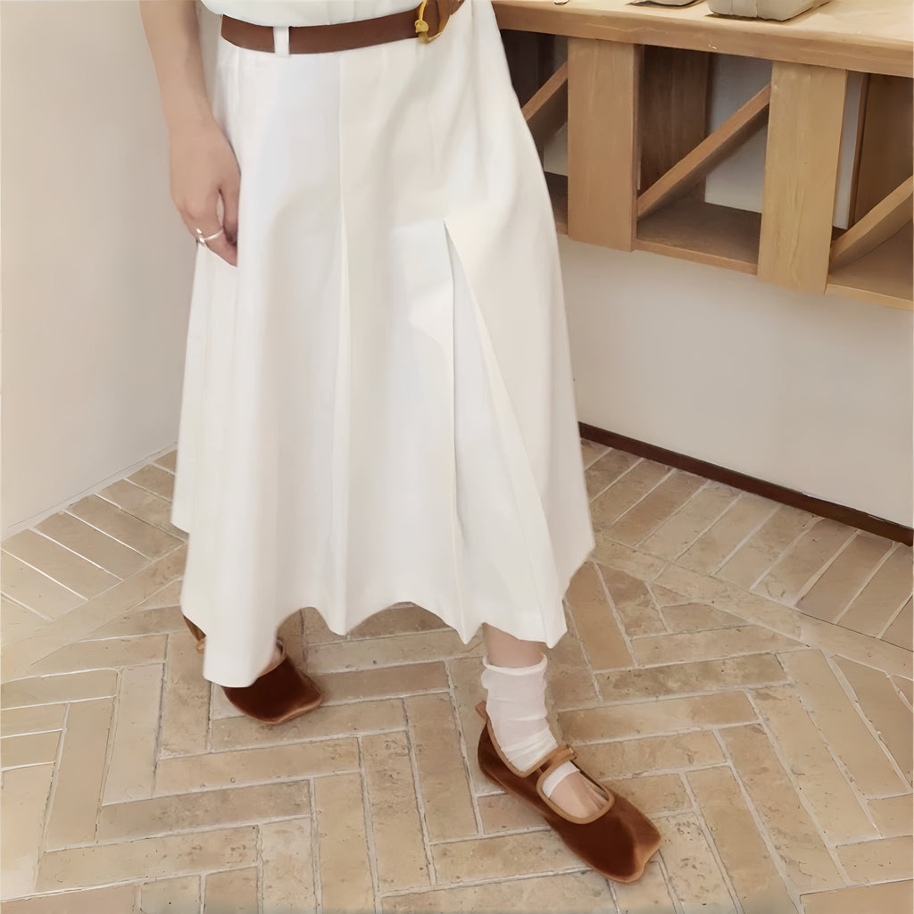 The Dual Stride Brown Square-Toe Mary Jane Ballet Flats