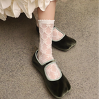 The Dual Stride Green Square-Toe Mary Jane Ballet Flats