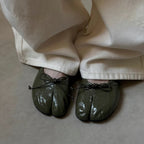 The Dual Stride Olive Green Split-Toe Ballet Flats