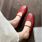 The Dual Stride Red Minimalist Ballet Mary Jane