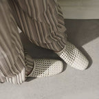 The Dual Stride White  Woven Leather Mules