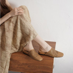 The Dual Stride Brown Woven Leather Mules