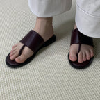 The Dual Stride Deep Burgundy Calfskin Thong Sandals