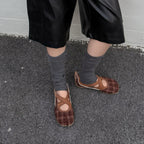 The Dual Stride Brown Vintage Plaid Tabi Mary Janes