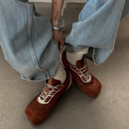 The Dual Stride Red Square-Toe Minimalist Retro Trainer