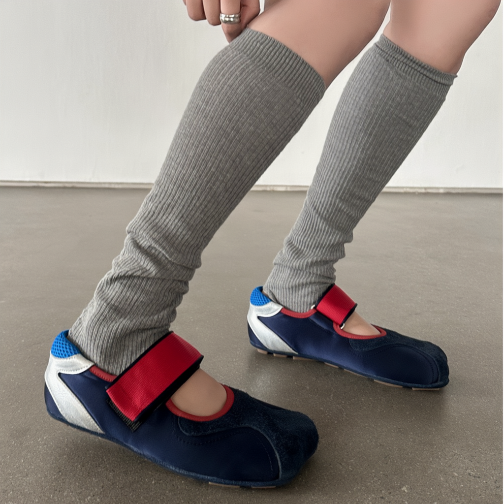 The Dual Stride Blue square-toe Mary Jane flats