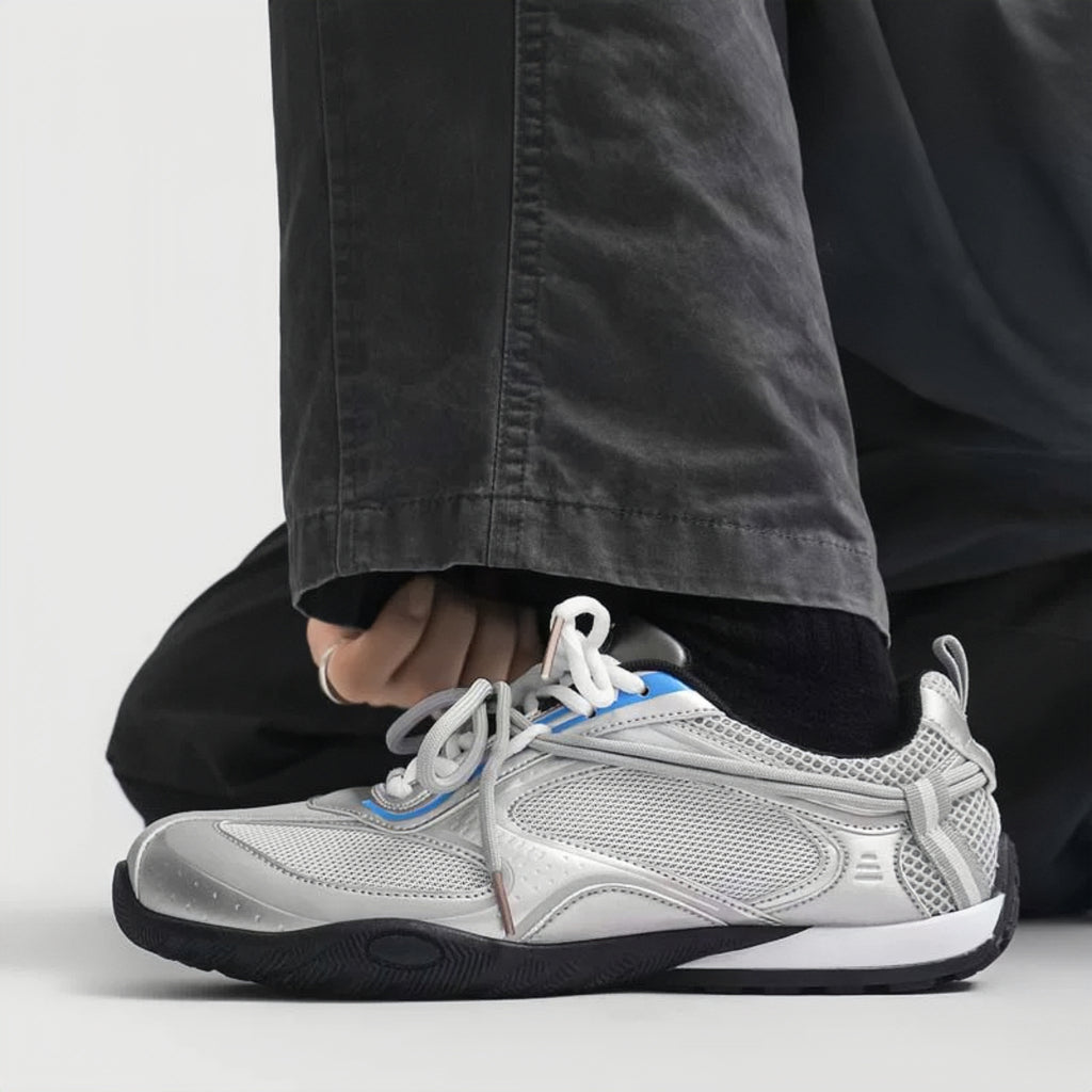 The Dual Stride Men's Grey Nomad Cyber-Mesh Sneaker