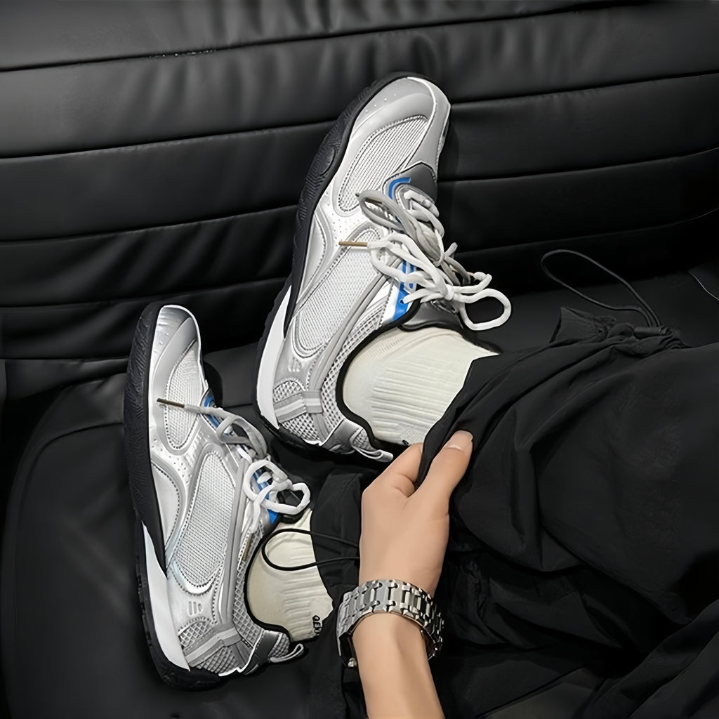The Dual Stride Men's Grey Nomad Cyber-Mesh Sneaker