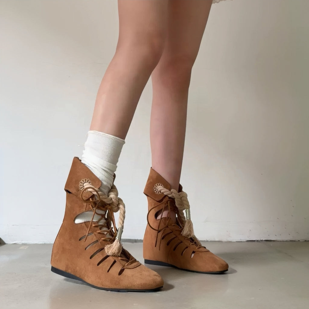 The Dual Stride Women’s Cut-Out Suede Lace-Up Ankle Boots