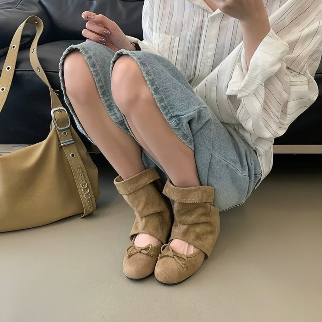 The Dual Stride Slouchy Suede Ballet-Booties
