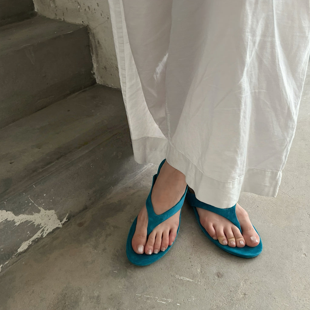 The Dual Stride Deep Teal  Premium Suede Thong Sandals