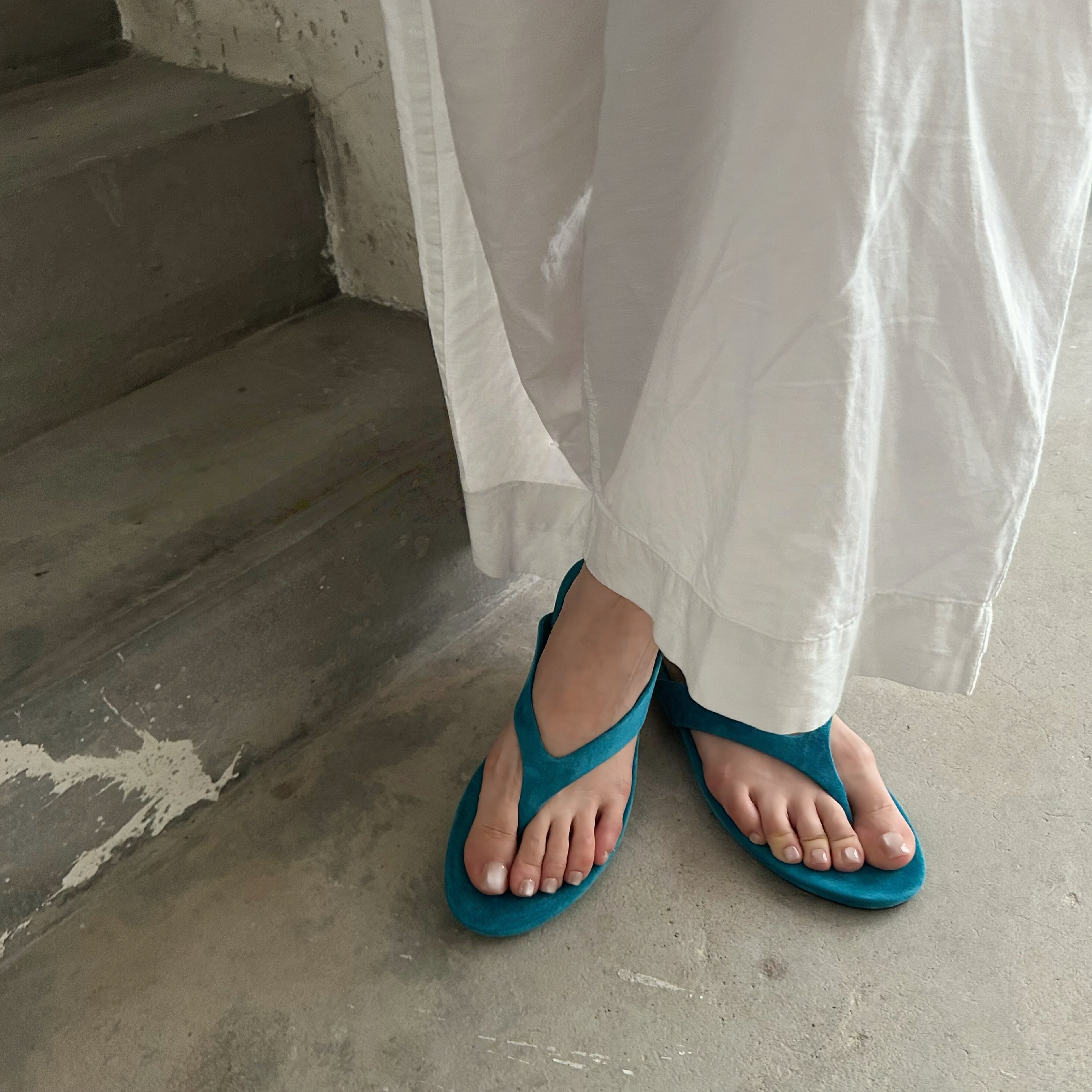The Dual Stride Deep Teal  Premium Suede Thong Sandals